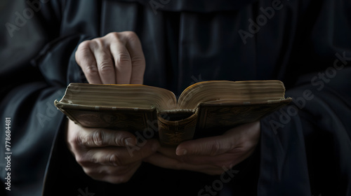 A closeup of hands holding an open book