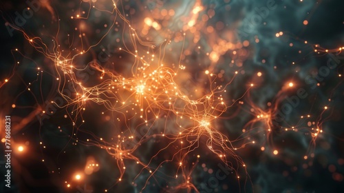 Stunning visualization of elaborate artificial neural network. Advancement in technology. AI Image photo