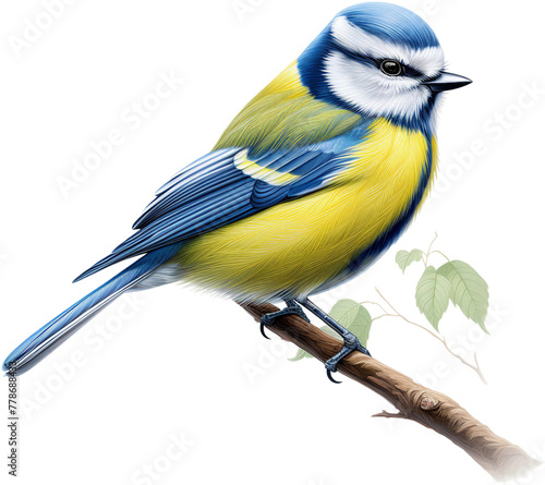 Blue Tit Bird with Elegant Stripes Watercolor Art  © Md Shahjahan