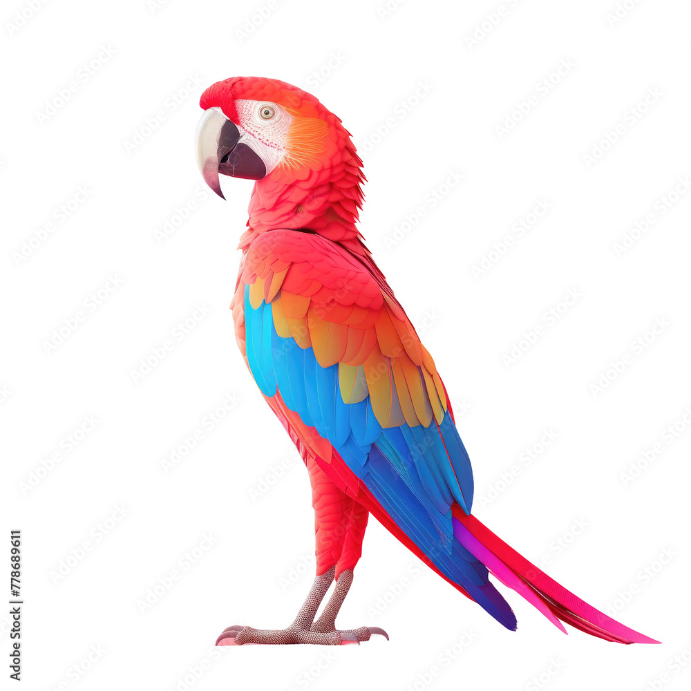Colorful parrot perched on Transparent Background