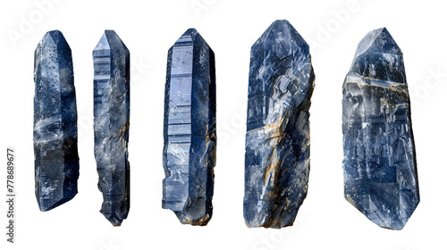 Kyanite Gemstone Collection in Digital Art 3D Design, Isolated on Transparent Background for Jewelry and Geology Themes