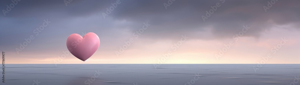 Pink heart standing strong in a storm, elegant and serene, dusk lighting, vibrant clarity,photograph, realistic, isolated, fantasy, cute