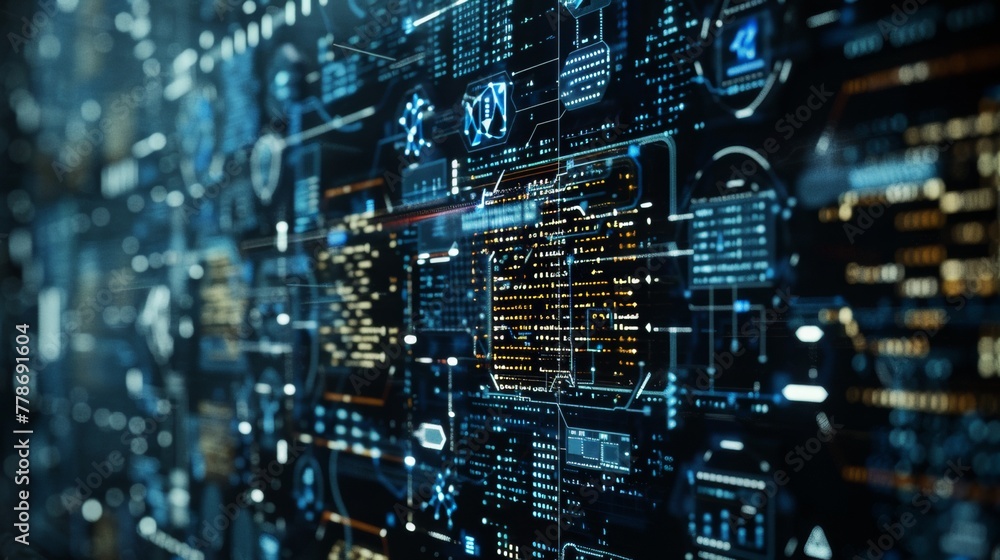 Computer code on monitor. Intricate lines and symbols of AI programming. AI Image Computer code on monitor. Intricate lines and symbols of AI programming. AI Image