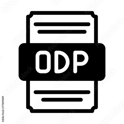 Odp spreadsheet file icon with black fill design. vector illustration.