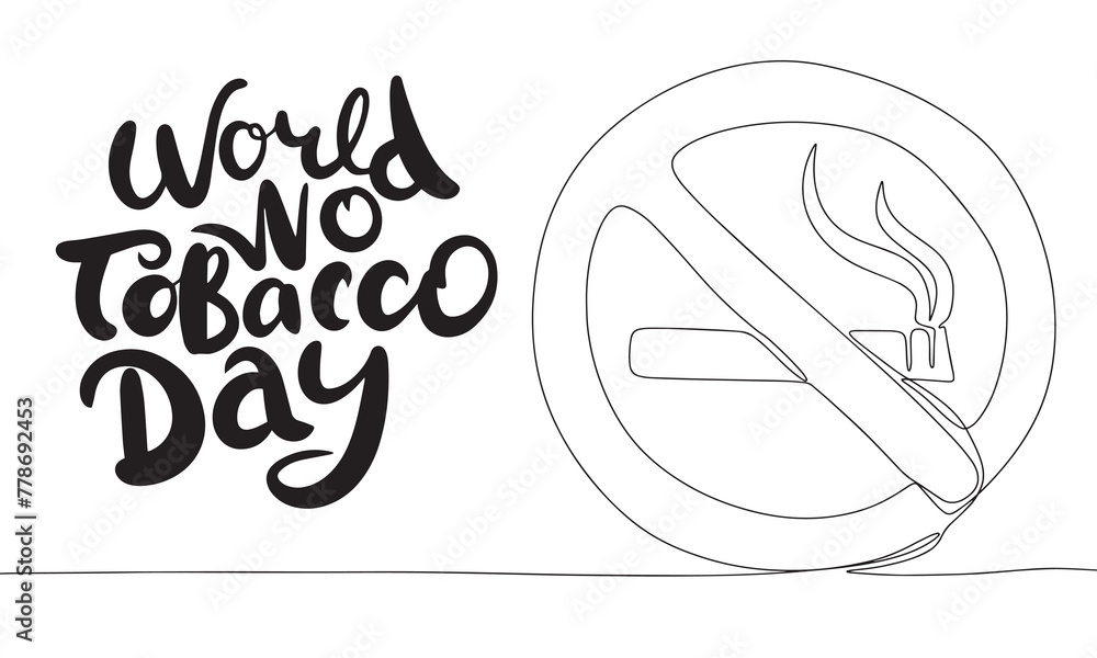 World no Tobacco Day banner. Line art stop smoke. Hand drawn vector art World no Tobacco Day banner. Line art stop smoke. Hand drawn vector art