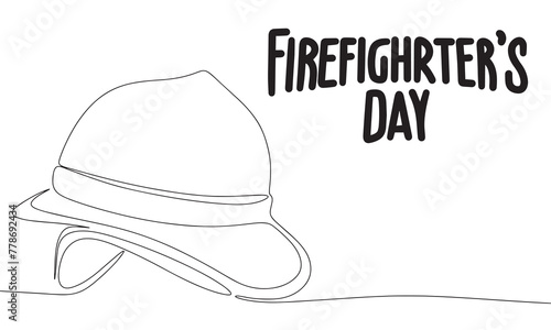 International Firefighter's Day banner. Line art firefighter banner. Hand drawn vector art