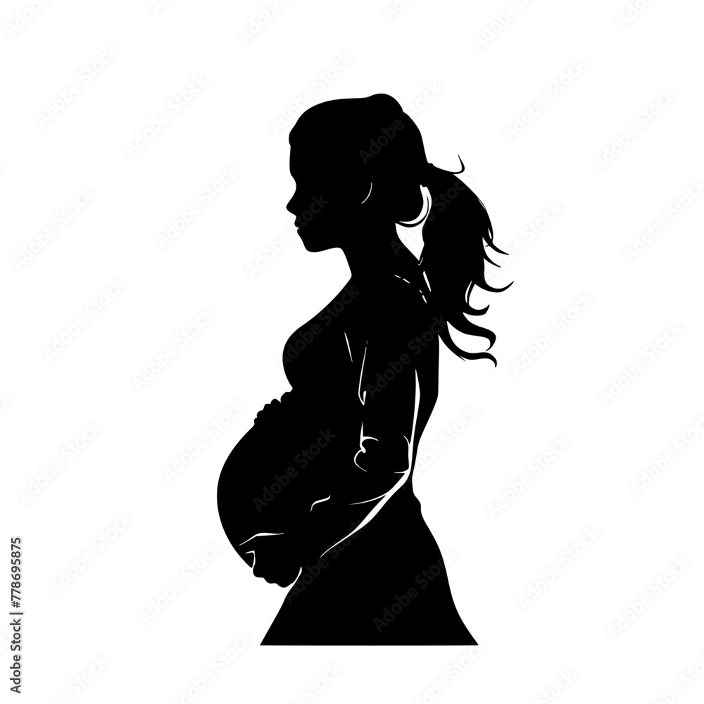 Elegant Pregnant Woman Silhouette with Long Hair , A striking silhouette of a side-profile pregnant woman, embodying calm and anticipation.
Elegant Pregnant Woman Silhouette with Long Hair , A striking silhouette of a side-profile pregnant woman, embodying calm and anticipation.