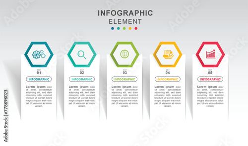 Business Infographic with 5 option steps and icons