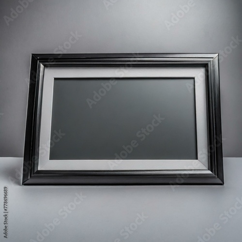 frame on wall.a sleek and modern digital photo frame concept, featuring a minimalist design with clean lines and a slim profile. Incorporate premium materials such as brushed aluminum or matte black f © Asad