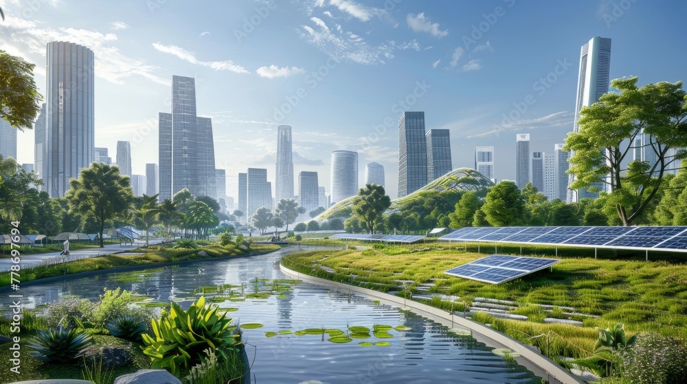 Futuristic City with Sustainable Energy Solutions
