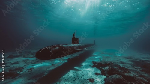 Military submarine in the sea