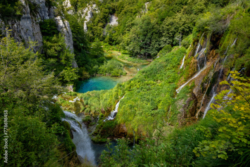 Beautiful landscape in the Plitvice Lakes National Park in Croatia. Natural Waterfalls. Natural wonders © Ivan