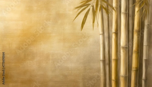 bamboo painted on textural grunge horizontal background