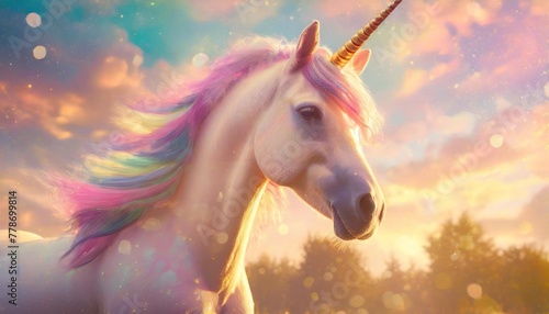 colorful unicorn in a psychedelic style background generative ai