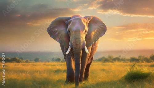 whimsical elephant in signature art style showcasing the animal s gentle and majestic presence