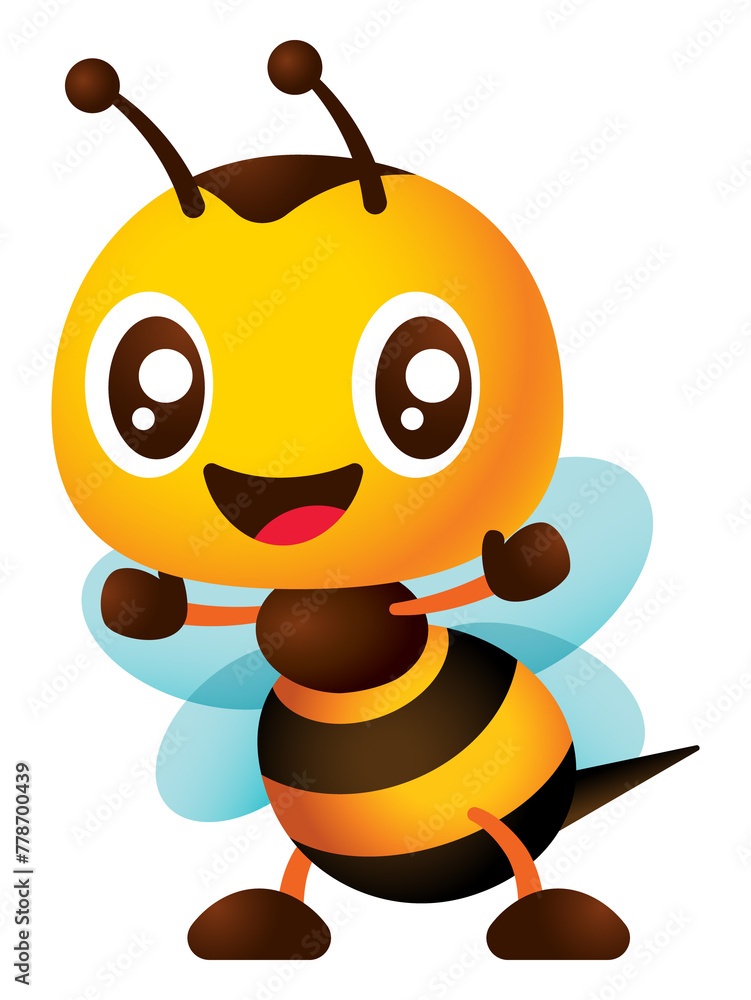 Cartoon cute honey bee open arm welcoming sign character illustration. Vector mascot Cartoon cute honey bee open arm welcoming sign character illustration. Vector mascot