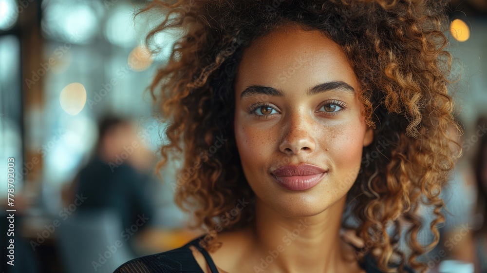 African American Woman smiling at the camera during a meeting in a business office. Mature and professional business woman leading a corporate team towards success. Generative AI African American Woman smiling at the camera during a meeting in a business office. Mature and professional business woman leading a corporate team towards success. Generative AI