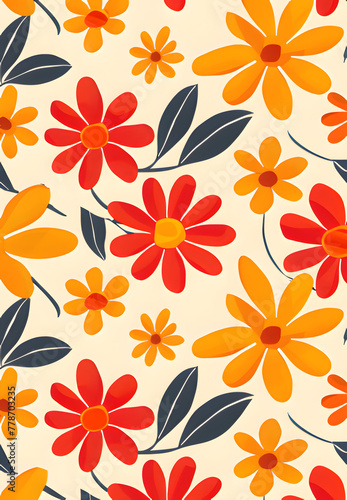 Summer Warmth  Bold Red and Yellow Floral Design