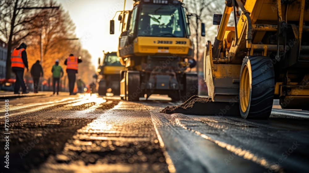 Operating an Asphalt Paver Machine in Road Construction
