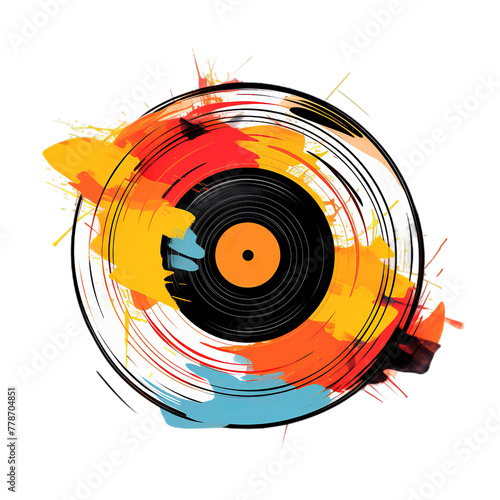 illustration of vinyl record an enduring, Isolated on transparent PNG background, Generative ai photo