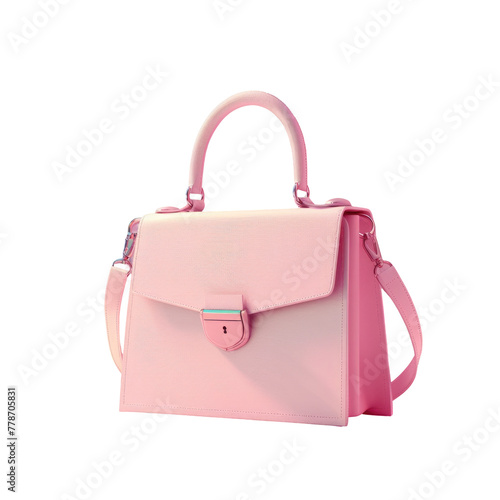Pink bag with a handle and strap on a transparent Background