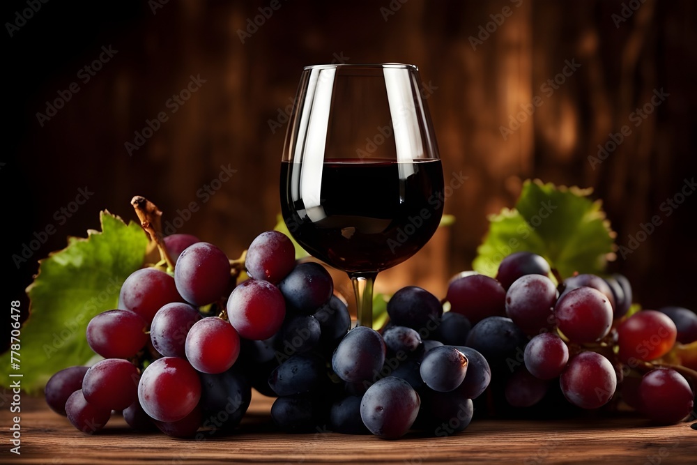 red wine and grapes