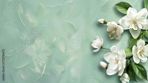 Elegance personified; pristine white flowers couples with soft green hues creating a tranquil and serene imagery