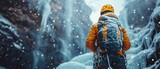 Rock climbing a frozen waterfall mirrorless