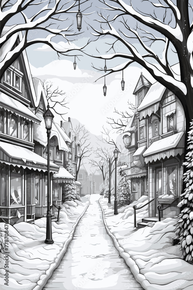Winter street fair coloring page Winter street fair coloring page