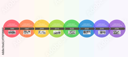 Infographic template of historical events timeline. Business presentation brochure with 8 options, steps.
