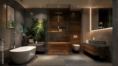 Cozy minimalism defines this bathroom, elegance in every detail