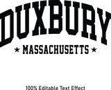 Duxbury text effect vector. Editable college t-shirt design printable text effect vector