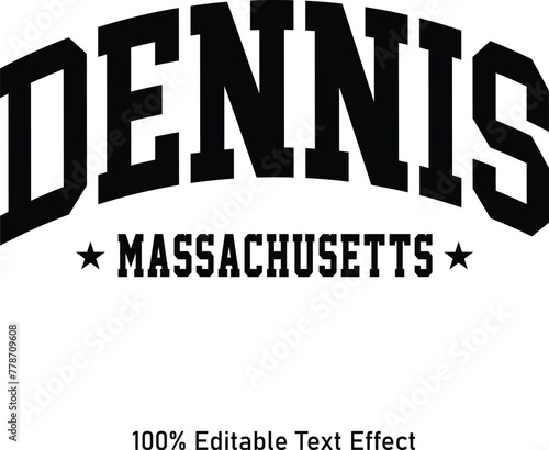 Dennis text effect vector. Editable college t-shirt design printable text effect vector photo