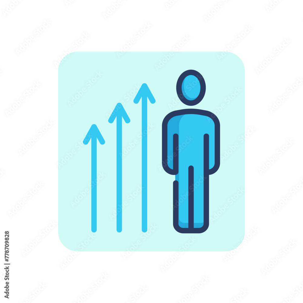 Employee growing in position thin line icon. Boss, manager, staff. Business communication concept. Vector illustration for web design and apps Employee growing in position thin line icon. Boss, manager, staff. Business communication concept. Vector illustration for web design and apps