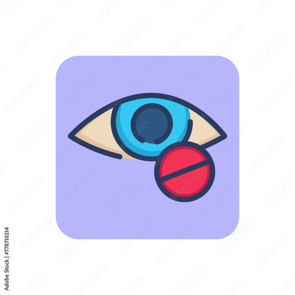Eye treatment thin line icon. Pill, circle, vision outline sign. Ophthalmology and healthcare concept. Vector illustration for web design and apps Eye treatment thin line icon. Pill, circle, vision outline sign. Ophthalmology and healthcare concept. Vector illustration for web design and apps