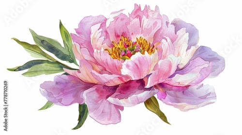 Watercolor peony clipart with delicate petals and vibrant hues.