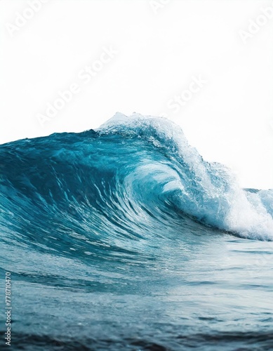  Beautiful textured sea natural wave close-up, isolated on white background