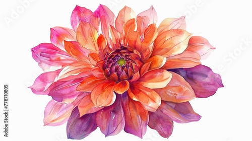 Watercolor zinnia clipart in bold and vibrant colors.