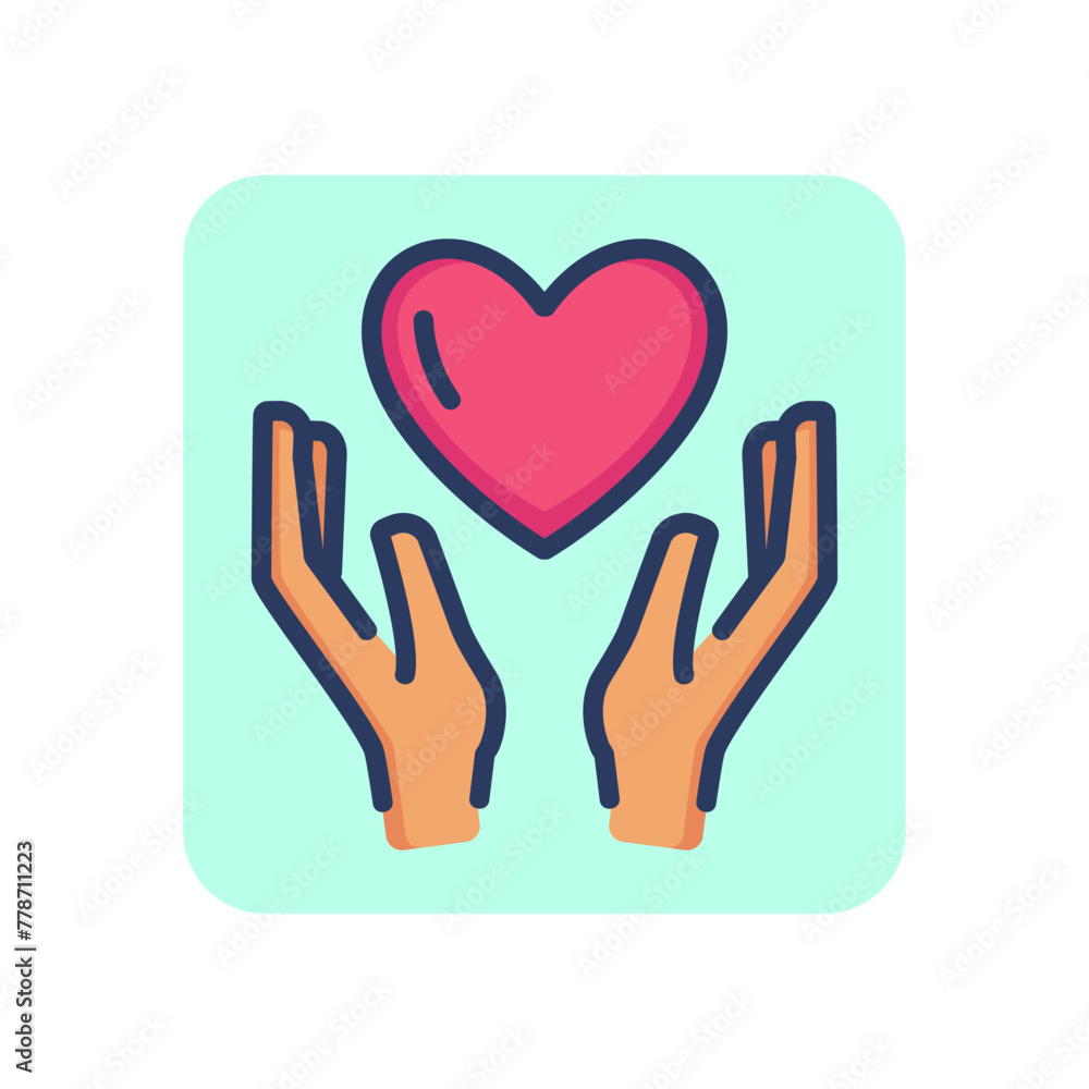 Heart in hands thin line icon. Love, protection, securing ioutline sign. Friendship and love concept. Vector illustration, symbol element for web design and apps Heart in hands thin line icon. Love, protection, securing ioutline sign. Friendship and love concept. Vector illustration, symbol element for web design and apps