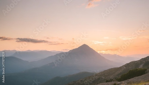 amazing mountain landscape with colorful vivid sunset on the bright sky natural outdoor travel background