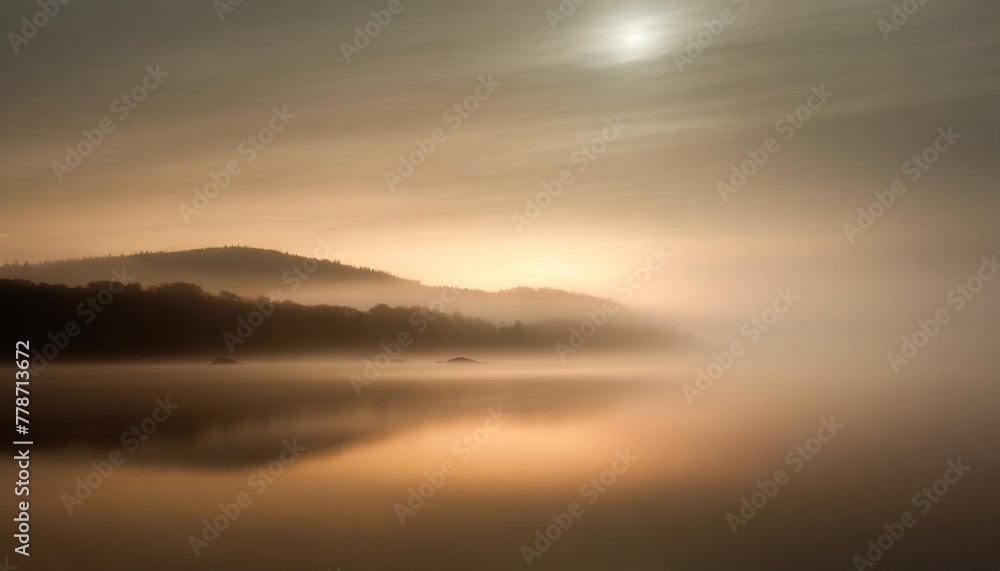 dark night landscape light reflection in the water fog smoke smog empty futuristic landscape