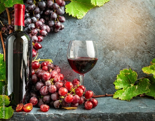 red wine and grapes