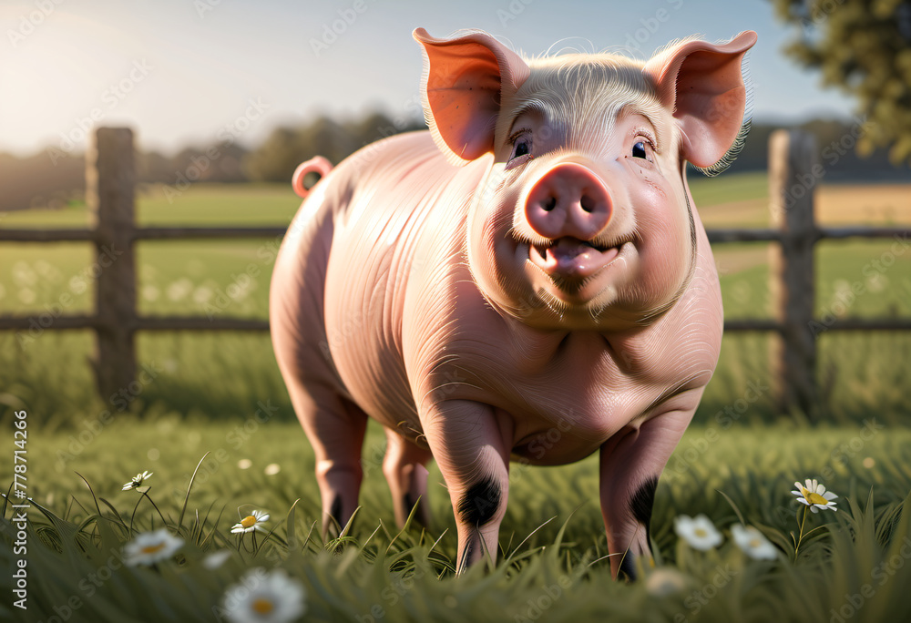 pig walking in farm pig walking in farm