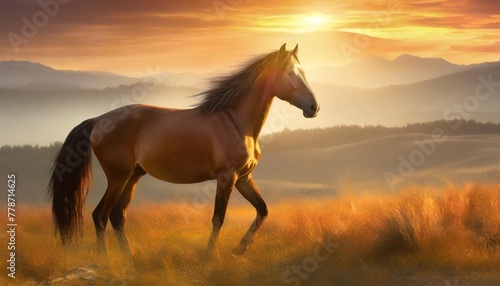 fantasy illustration of a wild horse digital art style wallpaper background