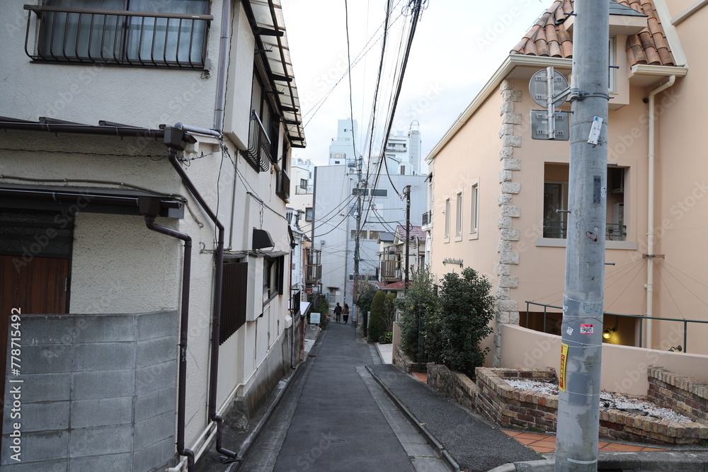 Steet alleyway in Tokyo Japan outside metro area on February 15, 2024 Steet alleyway in Tokyo Japan outside metro area on February 15, 2024