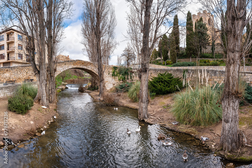 Roman stone bridge over a small stream that crosses the city of Aranda de Duero  Burgos.