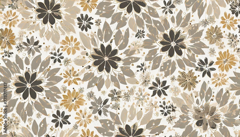 floral black and white background vintage seamless pattern vector
