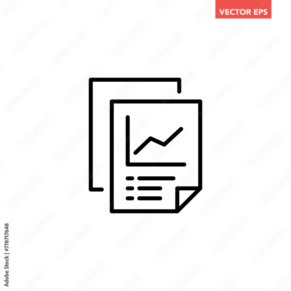 Black single financial statement line icon, simple business report flat design vector pictogram, infographic interface elements for app logo web button ui ux isolated on white background Black single financial statement line icon, simple business report flat design vector pictogram, infographic interface elements for app logo web button ui ux isolated on white background