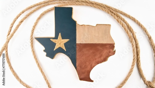 texas map with lasso rope frame with symbol star isolated on white for design texas color sign symbol