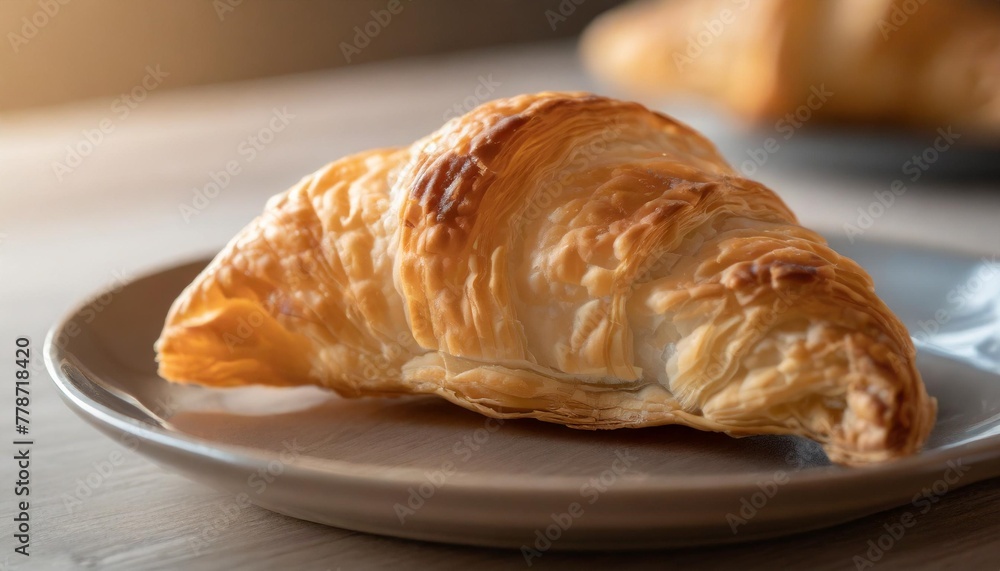 close up of flaky puff pastry turnover showing the layers and flakiness created with generative ai